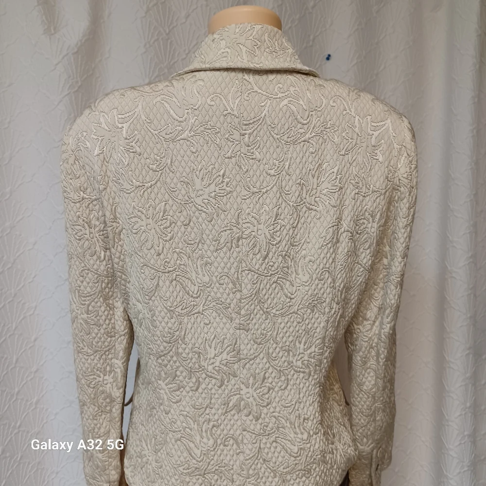 Rena Rowan Women Size 16 Cream Floral Textured Blazer Jackets